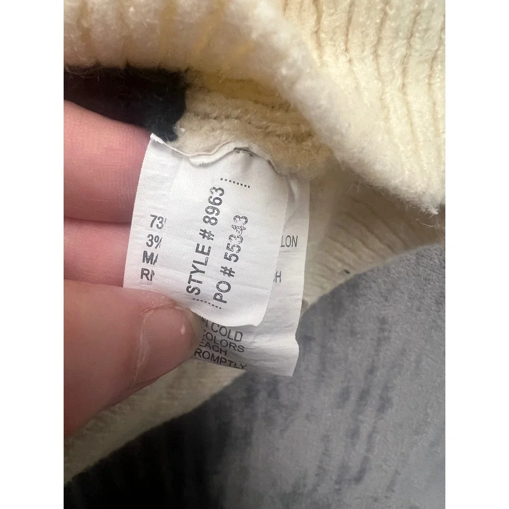 Love Change Italy Quarter Zip Sweater Womens XL Cream Black Striped Ribbed - Picture 7 of 8